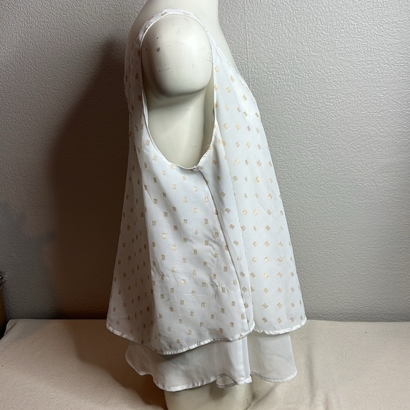 : Lane Bryant White & Gold Sheer Layered Tank Top - Size 14 - Picture 3 of 7